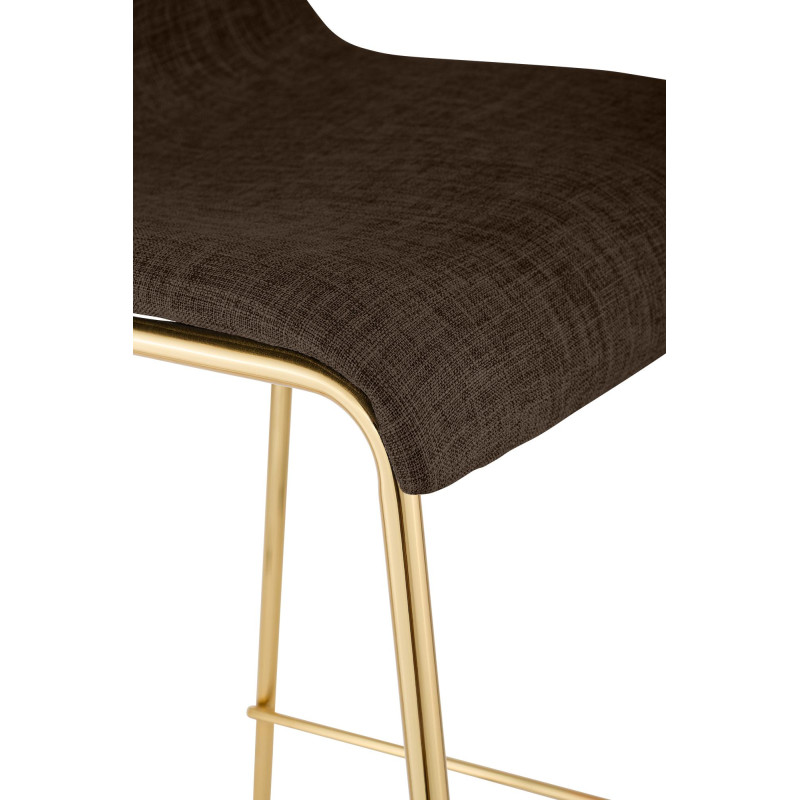 Tabouret de bar Hoover en tissu, 4 pieds, doré brun
