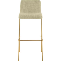 Tabouret de bar Hoover en tissu, 4 pieds, doré crème