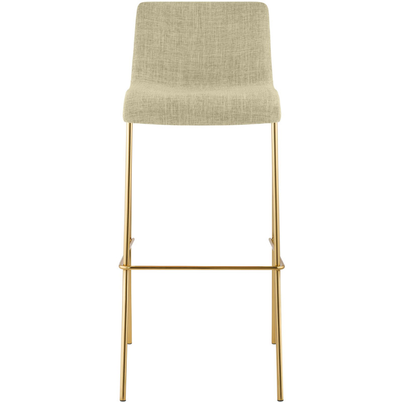 Tabouret de bar Hoover en tissu, 4 pieds, doré crème