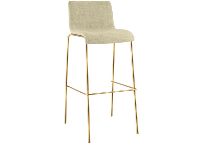 Tabouret de bar Hoover, tissu, 4 pieds, doré/crème