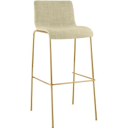 Tabouret de bar Hoover en tissu, 4 pieds, doré crème