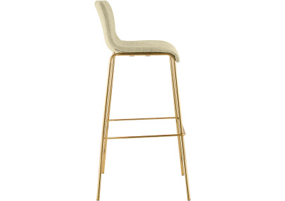 Tabouret de bar Hoover, tissu, 4 pieds, doré/crème