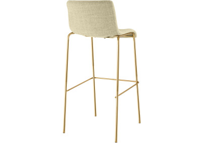 Tabouret de bar Hoover, tissu, 4 pieds, doré/crème