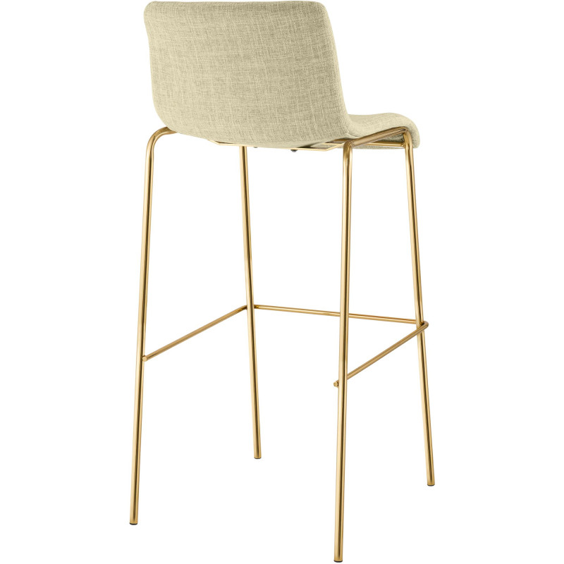 Tabouret de bar Hoover en tissu, 4 pieds, doré crème