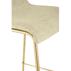 Tabouret de bar Hoover, tissu, 4 pieds, doré/crème