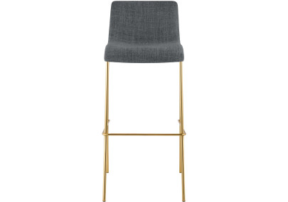 Taburete de bar Hoover, tapizado, de 4 patas, dorado, gris claro