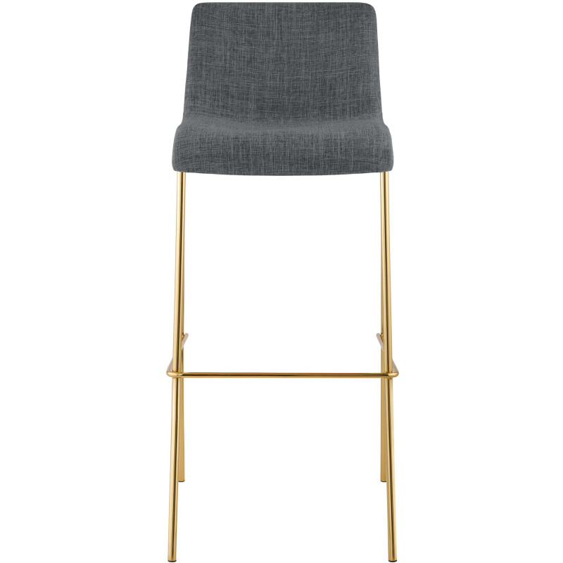 Tabouret de bar Hoover, tissu, 4 pieds, doré, gris clair