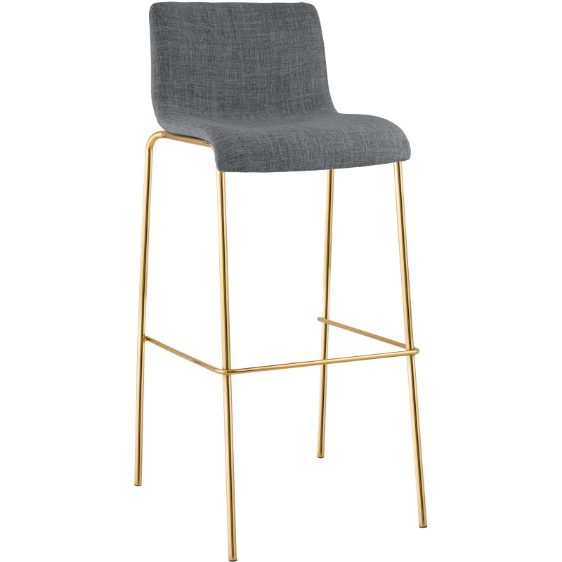 Tabouret de bar Hoover en tissu, 4 pieds, doré gris clair