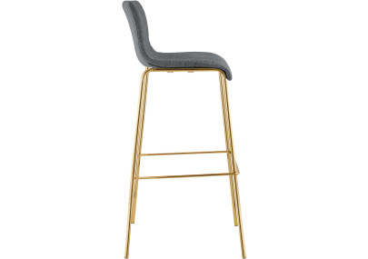 Taburete de bar Hoover, tapizado, de 4 patas, dorado, gris claro