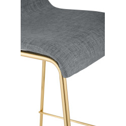Tabouret de bar Hoover en tissu, 4 pieds, doré gris clair