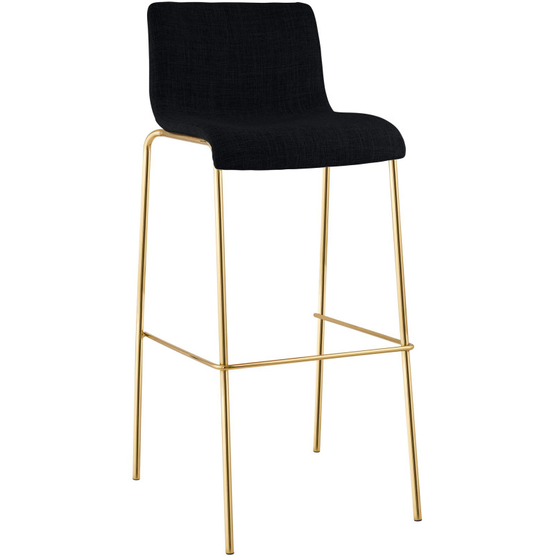 Tabouret de bar Hoover en tissu, 4 pieds, doré noir