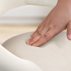 Tabouret de bar Olinda en velours, blanc/crème