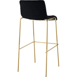 Tabouret de bar Hoover, tissu, 4 pieds, or/noir