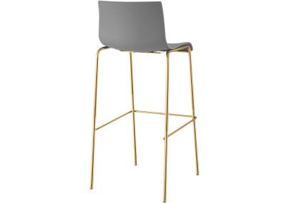 Tabouret de bar Hoover, en plastique, à 4 pieds, gris doré
