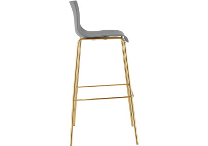 Banqueta alta Hoover, de plástico, com 4 pés, cinza dourado