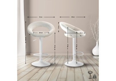Tabouret de bar Olinda velours blanc crème