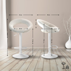 Tabouret de bar Olinda en velours, blanc/crème