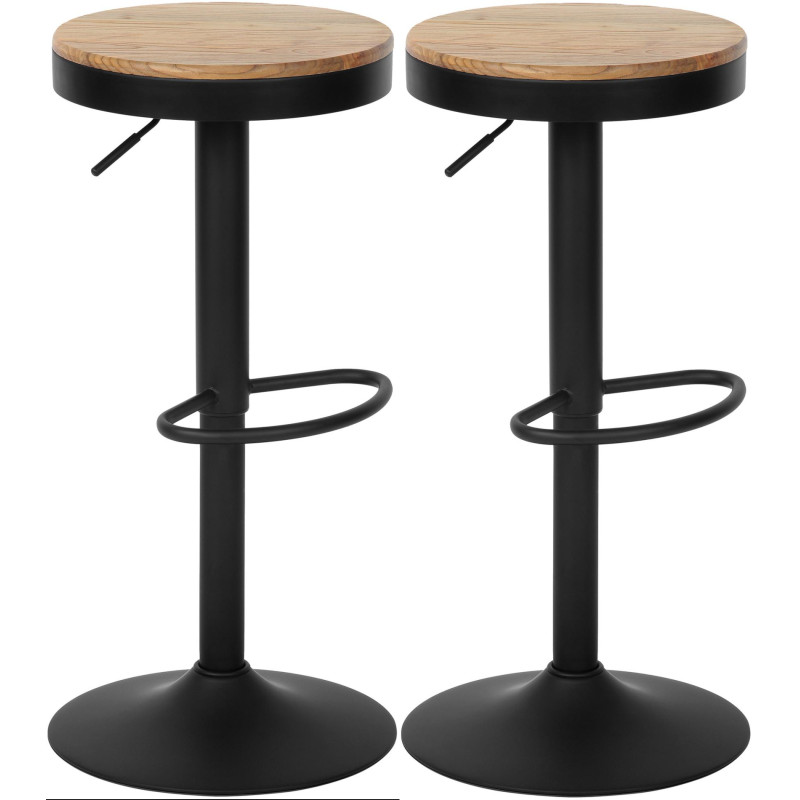 Conjunto de 2 taburetes de bar Pitas natural