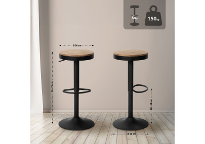 Ensemble de 2 tabourets de bar Pitas Natura