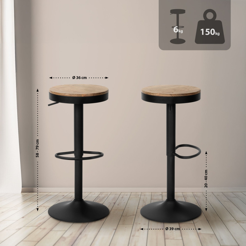 Ensemble de 2 tabourets de bar Pitas nature