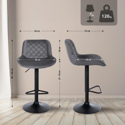 Conjunto de 2 taburetes de bar Kasson de terciopelo gris oscuro