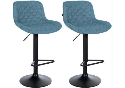 Lot de 2 tabourets de bar Kasson, en tissu, bleus