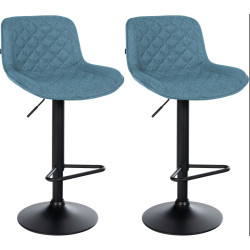 Lot de 2 tabourets de bar Kasson, en tissu, bleus