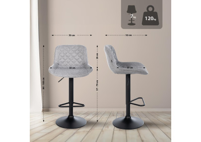 Conjunto de 2 taburetes de bar de tela Kasson gris