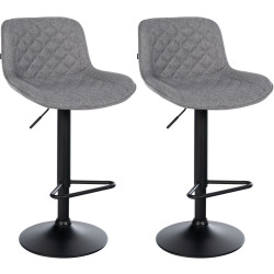Ensemble de 2 tabourets de bar en tissu Kasson gris foncé