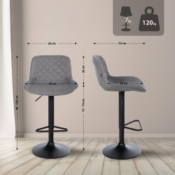 Ensemble de 2 tabourets de bar en tissu Kasson gris foncé