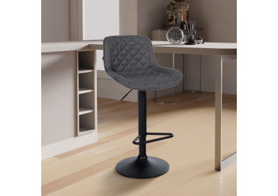 Lot de 2 tabourets de bar Kasson, tissu, noir