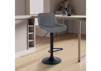 Lot de 2 tabourets de bar Kasson, similicuir, gris