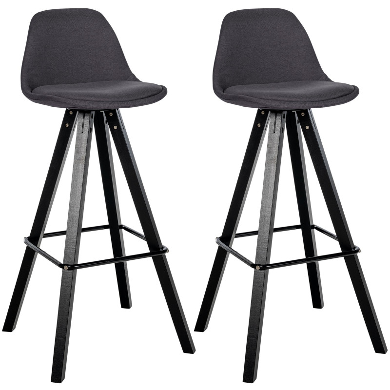 Ensemble de 2 tabourets de bar Corbin en tissu, carrés, gris foncé