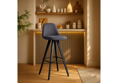 Ensemble de 2 tabourets de bar Corbin en tissu, carrés, gris foncé