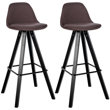 Conjunto de 2 taburetes de bar Corbin de tela cuadrada marrón