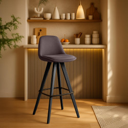 Ensemble de 2 tabourets de bar Corbin en tissu carré brun