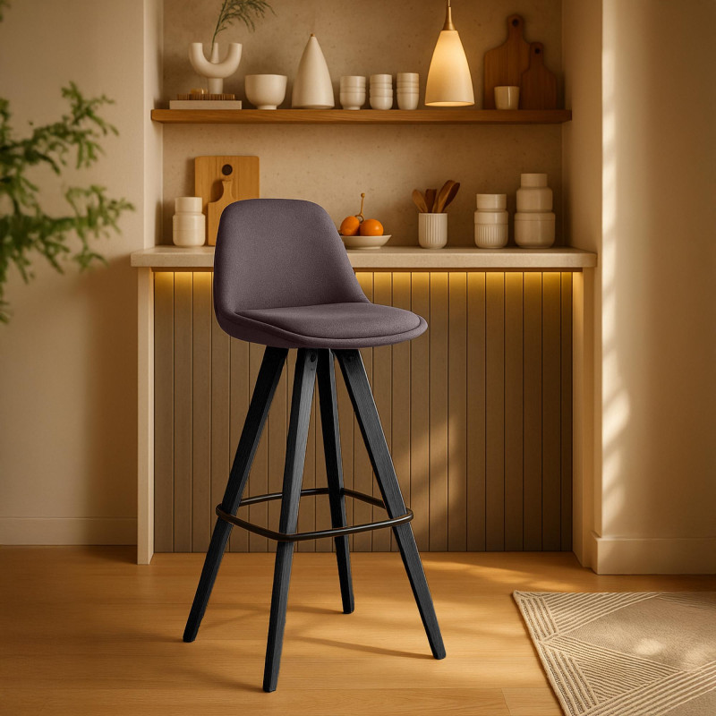 Ensemble de 2 tabourets de bar Corbin en tissu, carrés, marron