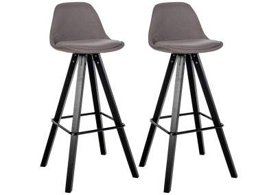 Conjunto de 2 taburetes de bar Corbin de tela cuadrada color topo