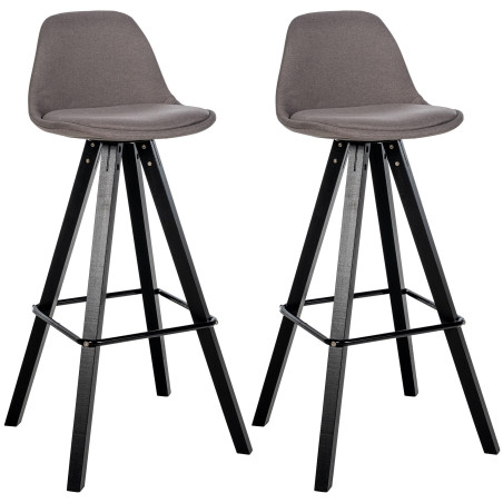 Conjunto de 2 taburetes de bar Corbin de tela cuadrada color topo