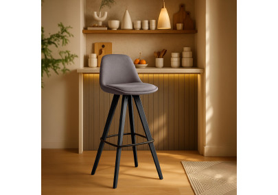 Lot de 2 tabourets de bar Corbin, en tissu, carrés, taupe