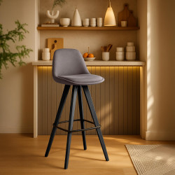 Conjunto de 2 bancos de bar Corbin em tecido quadrado taupe