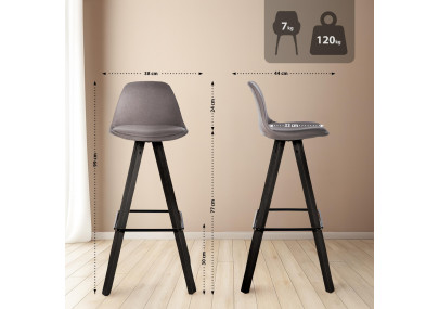 Conjunto de 2 taburetes de bar Corbin de tela cuadrada color topo