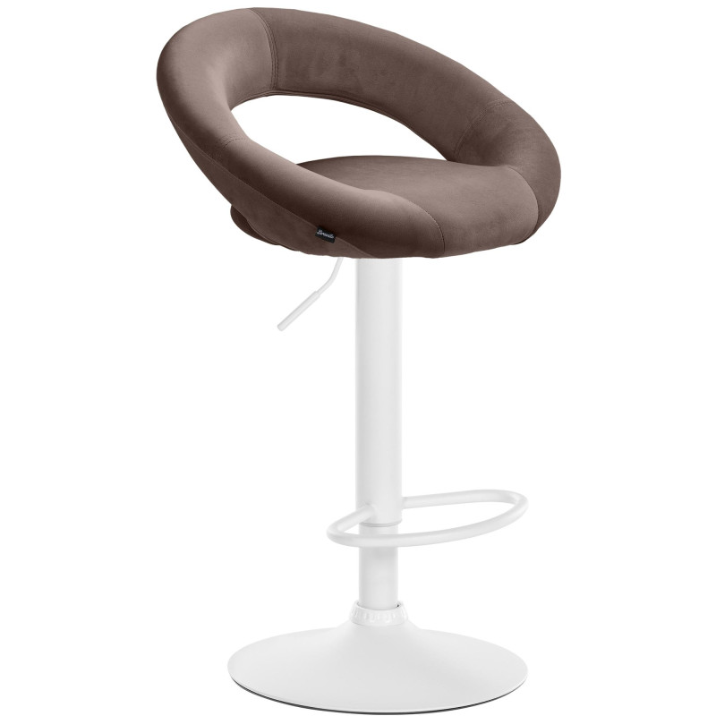 Tabouret de bar Olinda velours blanc marron