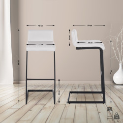 Conjunto de 2 taburetes de bar Newport B en cuero sintético blanco