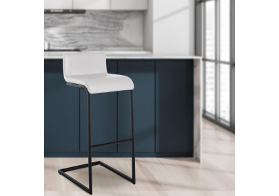 Conjunto de 2 bancos de bar Newport B em couro sintético branco