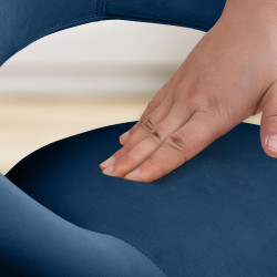 Tabouret de bar Olinda en velours, blanc/bleu