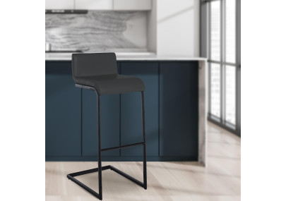 Ensemble de 2 tabourets de bar Newport B, similicuir, gris foncé