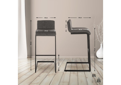 Conjunto de 2 taburetes de bar Newport B de tela gris oscuro