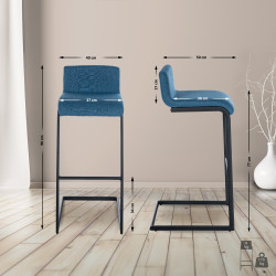 Conjunto de 2 taburetes de bar Newport B de tela azul