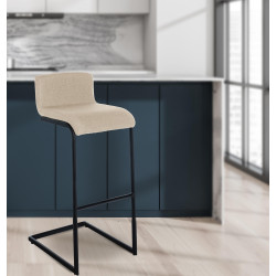 Conjunto de 2 bancos de bar Newport B em tecido creme